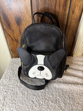 Betsey Johnson Dog Face Mini Backpack for Pets Lovers Black/White
